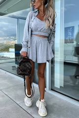 Count on Cozy – Dreiteiliges Set aus Oversize-Hemd und Shorts mit Taschen