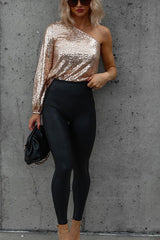 Prom Queen One-Shoulder-Paillettentop