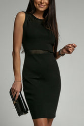 Elisa Mini-Bleistiftkleid mit Rundhalsausschnitt und Netzstoff