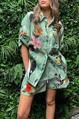 Meagan Unique Shorts-Set mit bedruckten Taschen und Knöpfen