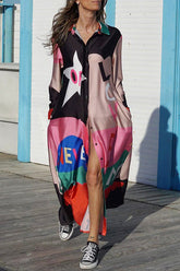 Lockeres Hemdkleid mit lustigem Print von Nash Fashion