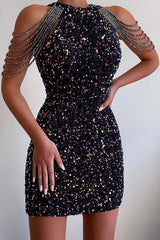 Hollywood Star Partykleid mit Strass-Schultern