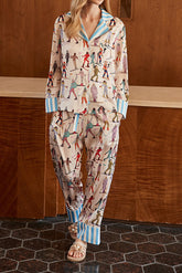 Zweiteiliges Set mit langen Ärmeln und Ski-Print