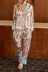 Zweiteiliges Set mit langen Ärmeln und Ski-Print