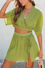 Island Bay – Breeze – Crinkle-Crop-Top und Minirock-Set