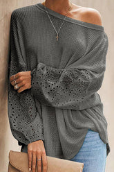 Langarm-Oberteil mit Rundhalsausschnitt und Einsätzen