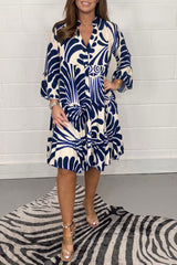 Bedrucktes Swing-Minikleid „Moonlit Cabana“ mit Glockenärmeln