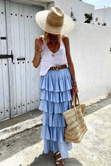 Dancing on Clouds – Maxirock aus Leinenmischung mit Rüschen