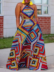 Indiebeautie Printed Halter Maxi Dress