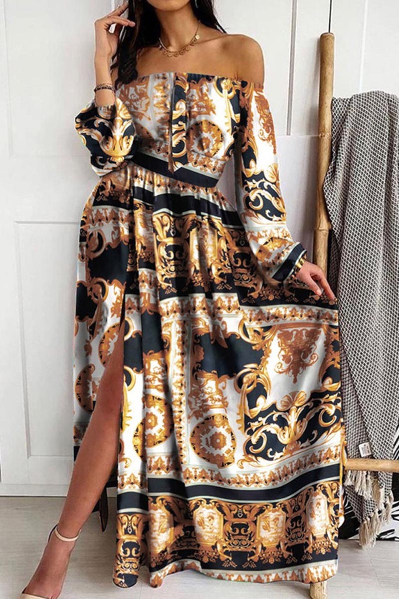 Stilvolles Maxikleid mit PolkaDots-Print und V-Ausschnitt aus Spitze
