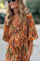 Drapiertes, anmutiges Maxikleid mit Print