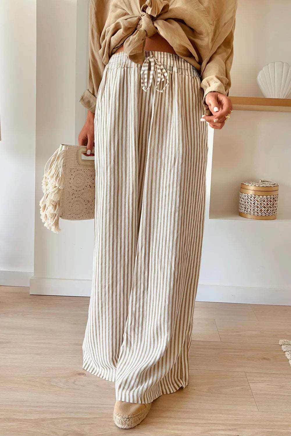 LINDLEY POCKETED STRIPE WIDE LEG PANTS