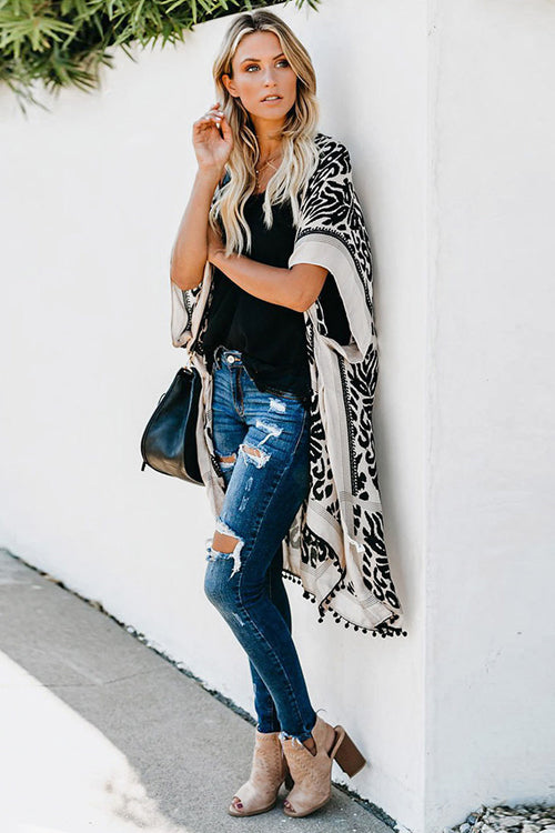 Seaside Retreat Boho Print Kimono – 4 Farben