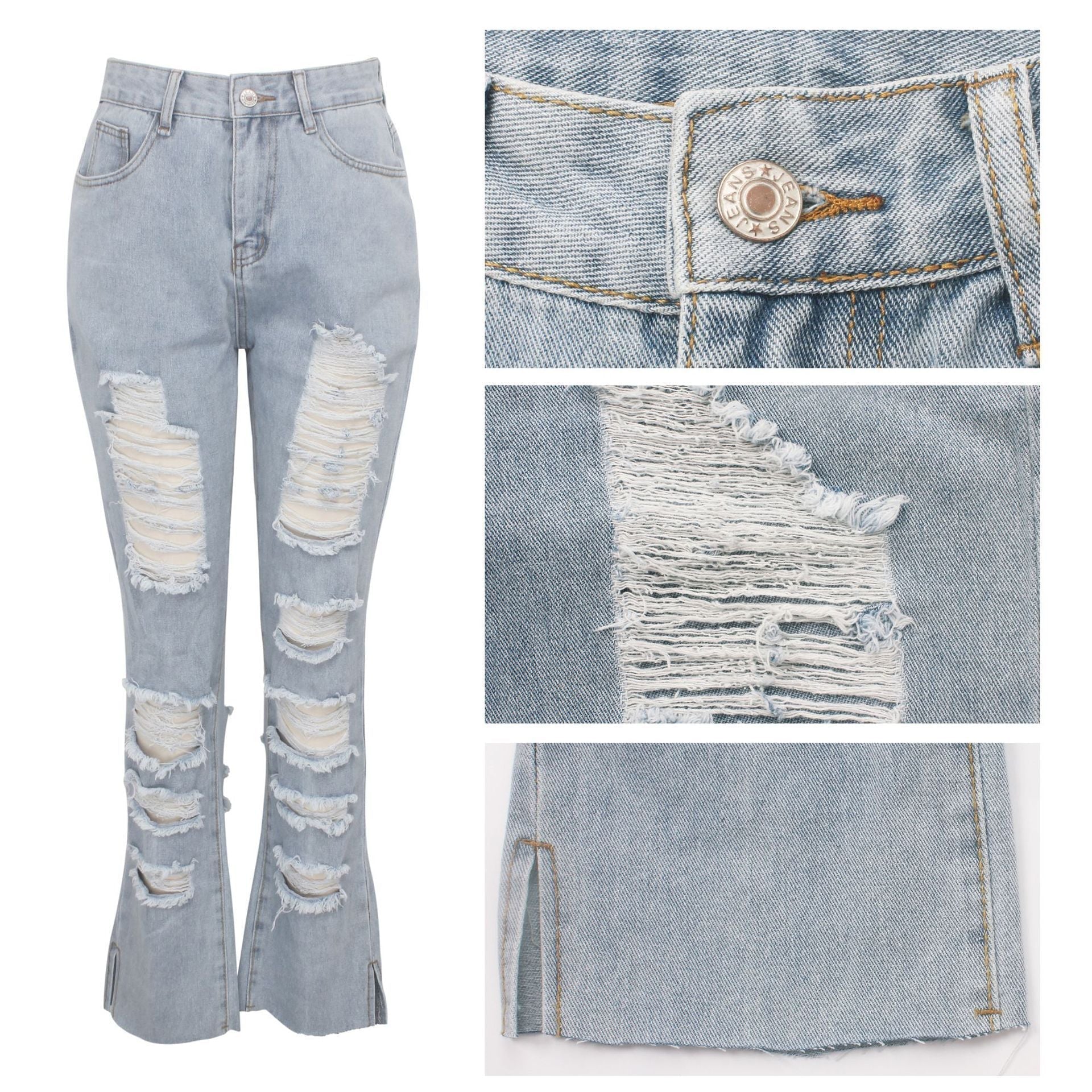 Distressed Side-Slit Jeans--Clearance