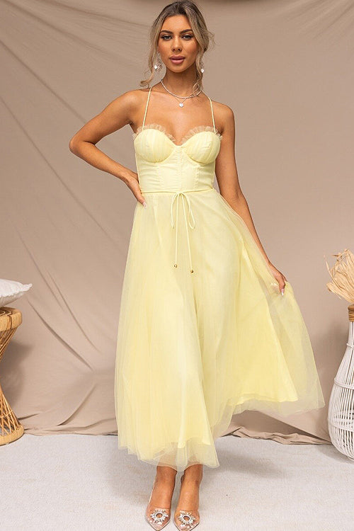 Rare Beauty Tulle Backless Midi Dress - 8 Colors