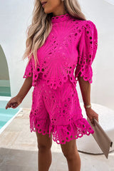 Created Beauty Hollow-Out Short Sleeve Suit - 4 Colors