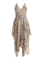 Trendy Floral Maxi Handkerchief Casual Slip Dress