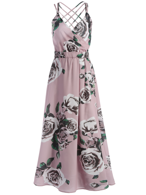 Cute Floral Strappy Beach Maxi Dress