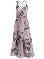 Cute Floral Strappy Beach Maxi Dress