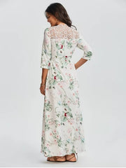 Trendy Floral V Neck Slit Maxi Dress