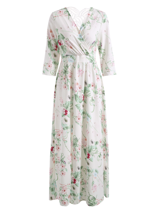 Trendy Floral V Neck Slit Maxi Dress