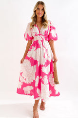 Real Love Print Puff Sleeve Maxi Dress - 6 Colors