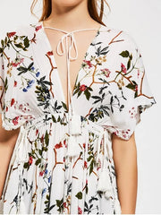 Gorgeous Empire Waist Floral Asymmetrical Midi Dress