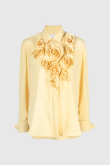 Kamari – Gelbes Oberteil mit Polokragen und Blumenmuster
