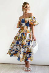 Darling Daylily Floral Print Off Shoulder Smocked Maxi Dress - 6 Colors