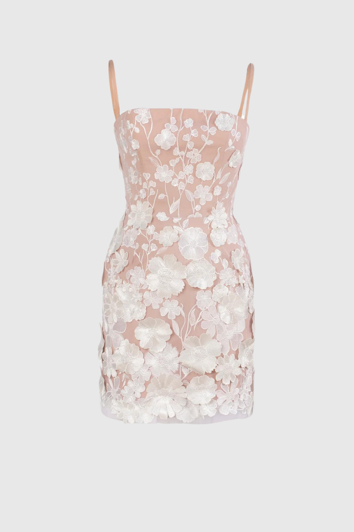 Teresa – Weißes Minikleid aus Netzstoff mit Blumenstickerei