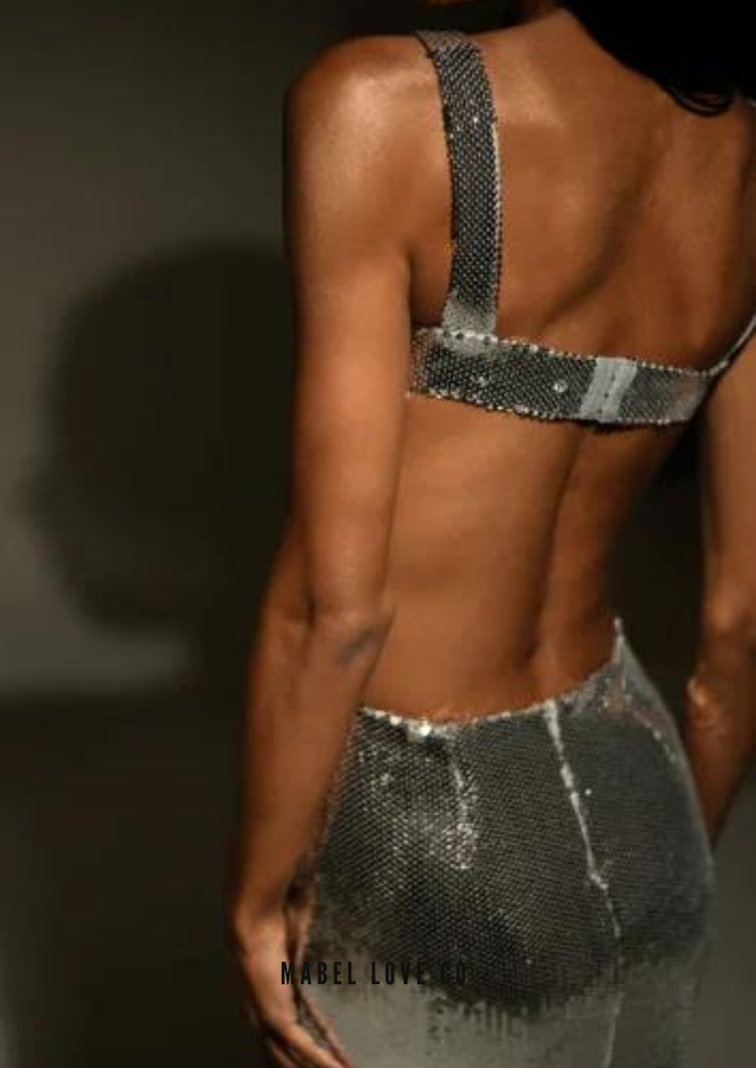 Silbernes Maxikleid