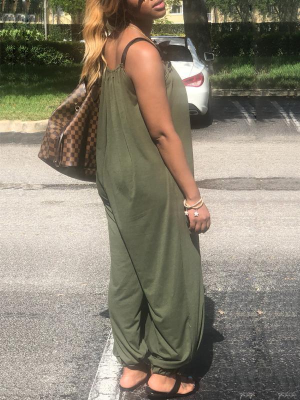 Indiebeautie Solid Sleeveless Loose Jumpsuit