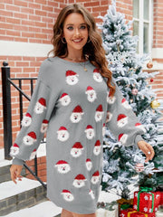 FASHION CHRISTMAS PRINT PULLOVER SWEATER DRESS