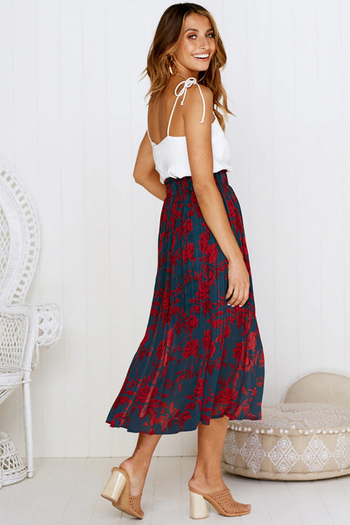 Keep Loving Pleated Print Pocket Maxi Skirt - 7 Colors