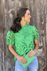 Getting Closer Hollow-Out Short Sleeve Top - 4 Colors