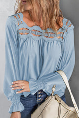 Romantic History Häkel-Langarmtop – 4 Farben