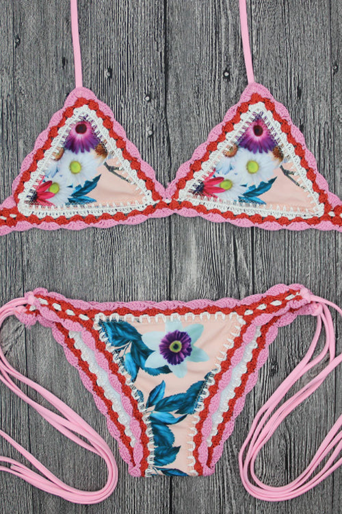 Pink Hook Flower Bikini