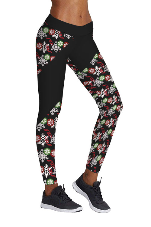 Christmas Black Print Sports Pants