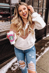 Flauschiges Teddy-Oberteil mit Katzen-Reißverschluss – 2 Farben