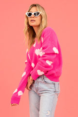 With Love – Rosafarbener, langärmliger Strickpullover