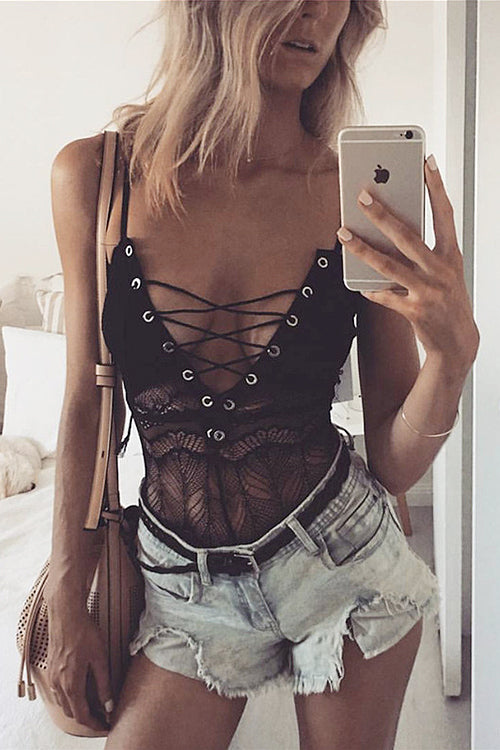 Tie-front Lace Romper