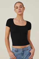 Style Update Kurzarm-T-Shirt aus Baumwolle – 4 Farben