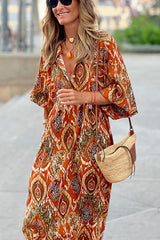 Drapiertes, anmutiges Maxikleid mit Print