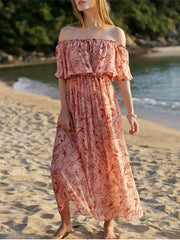 Stunning Off The Shoulder Floral Beach Maxi Dress