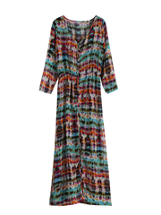 Trendy Semi Sheer Button Front Maxi Dress