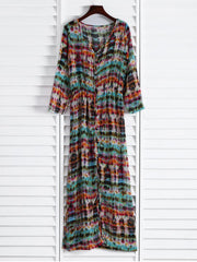 Trendy Semi Sheer Button Front Maxi Dress