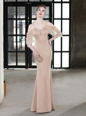 LANGES SCHLANKES SLING-KLEID MIT FISCHSCHWANZ