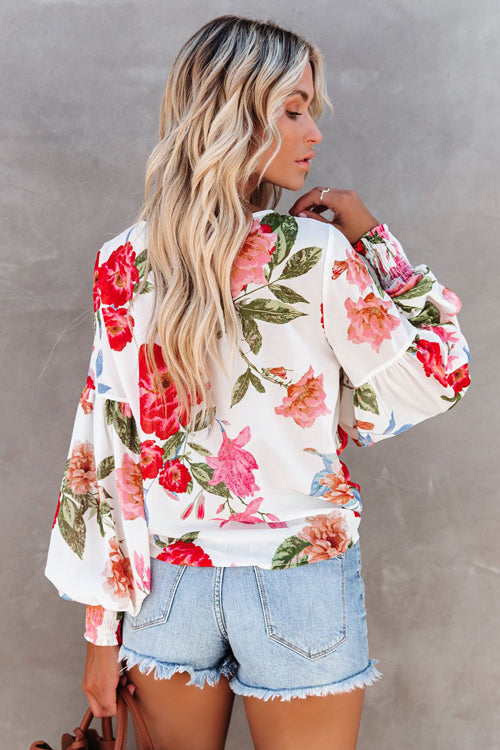 Sweetest Blooms – Gesmoktes Oberteil mit Blumendruck