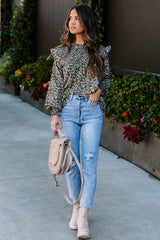 Evermore gesmoktes Rüschentop mit Blumendruck – 2 Farben