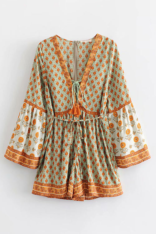 Creazy Kids Boho Print Long Sleeve Romper - 2 Colors